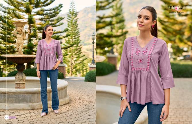 Melody Vol 3 By Lily And Lali Premium Short Embroidery Ladies Top Wholesale Shop In Surat
